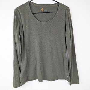 Carhartt soft olive green long sleeve scoop neck tee medium